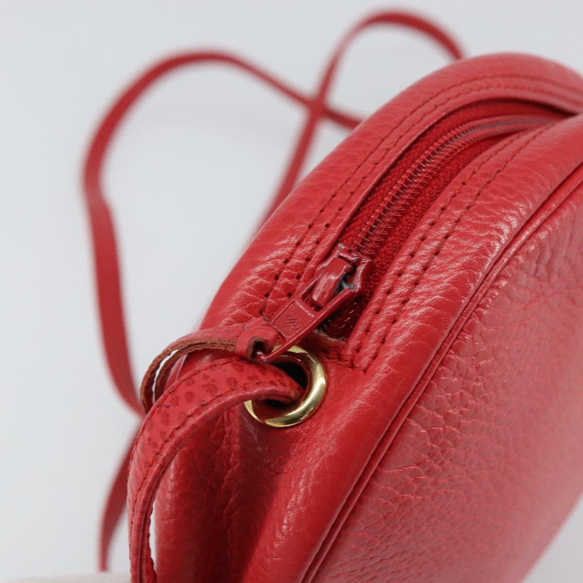 Christian Dior Shoulder Bag Leather Red Gold Auth 161188