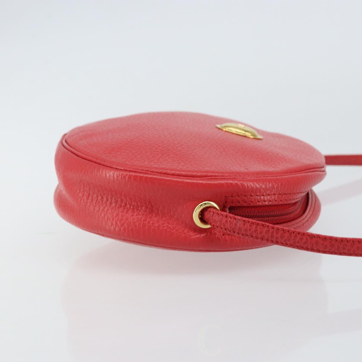 Christian Dior Shoulder Bag Leather Red Gold Auth 161188