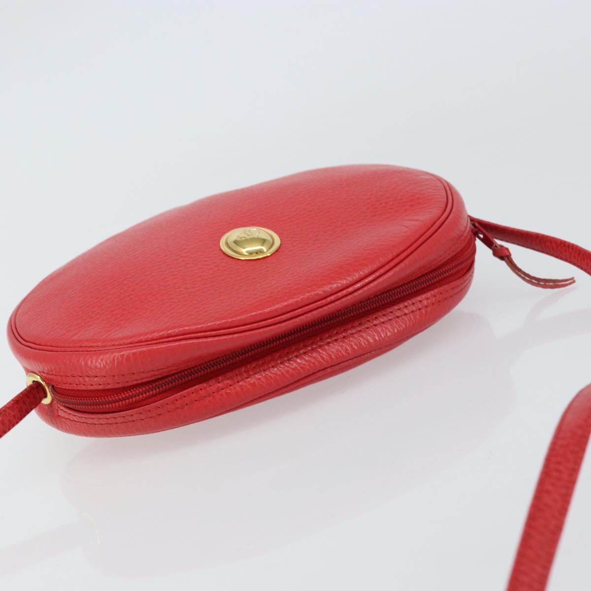 Christian Dior Shoulder Bag Leather Red Gold Auth 161188