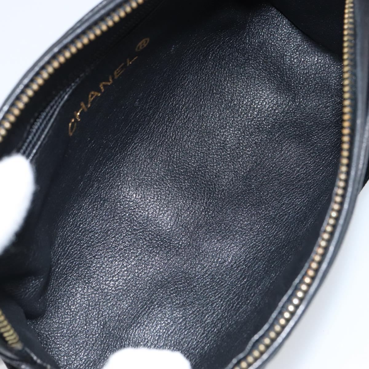 CHANEL Matelasse Pouch Velor Black Gold CC Auth 161194V