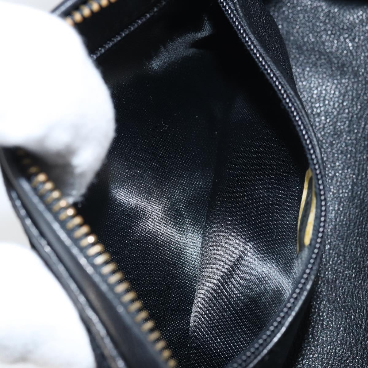 CHANEL Matelasse Pouch Velor Black Gold CC Auth 161194V