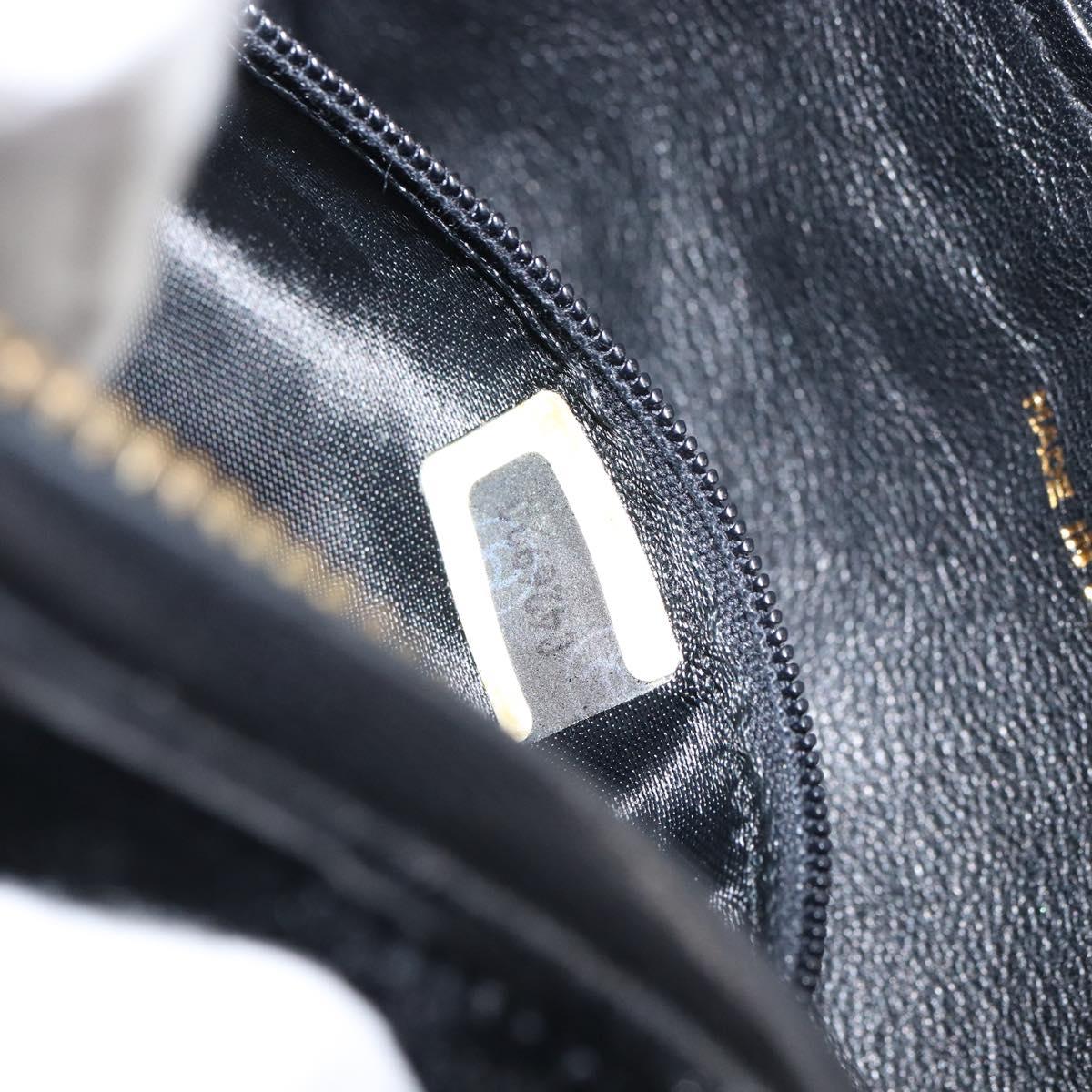CHANEL Matelasse Pouch Velor Black Gold CC Auth 161194V