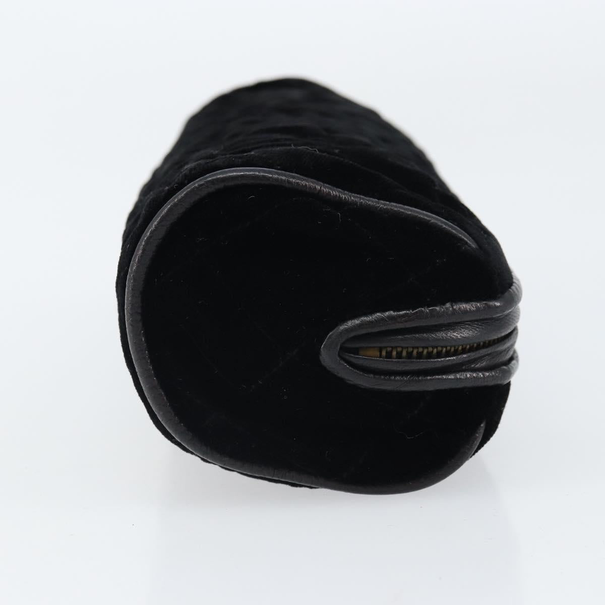 CHANEL Matelasse Pouch Velor Black Gold CC Auth 161194V