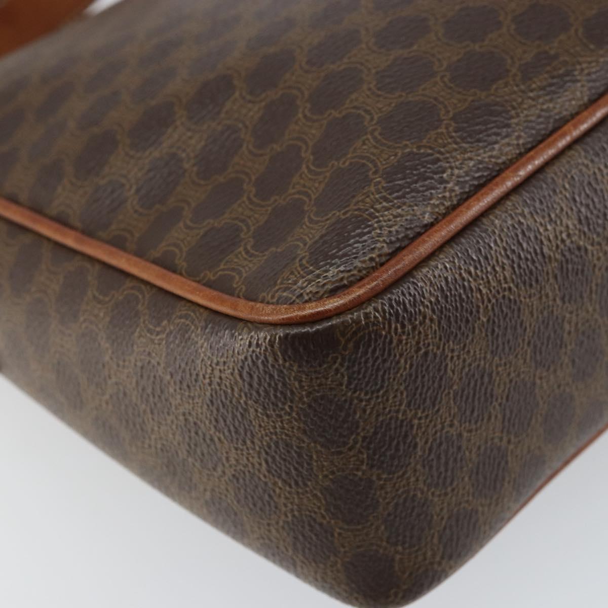 CELINE Macadam Canvas Shoulder Bag PVC Leather Brown Gold Auth 161212
