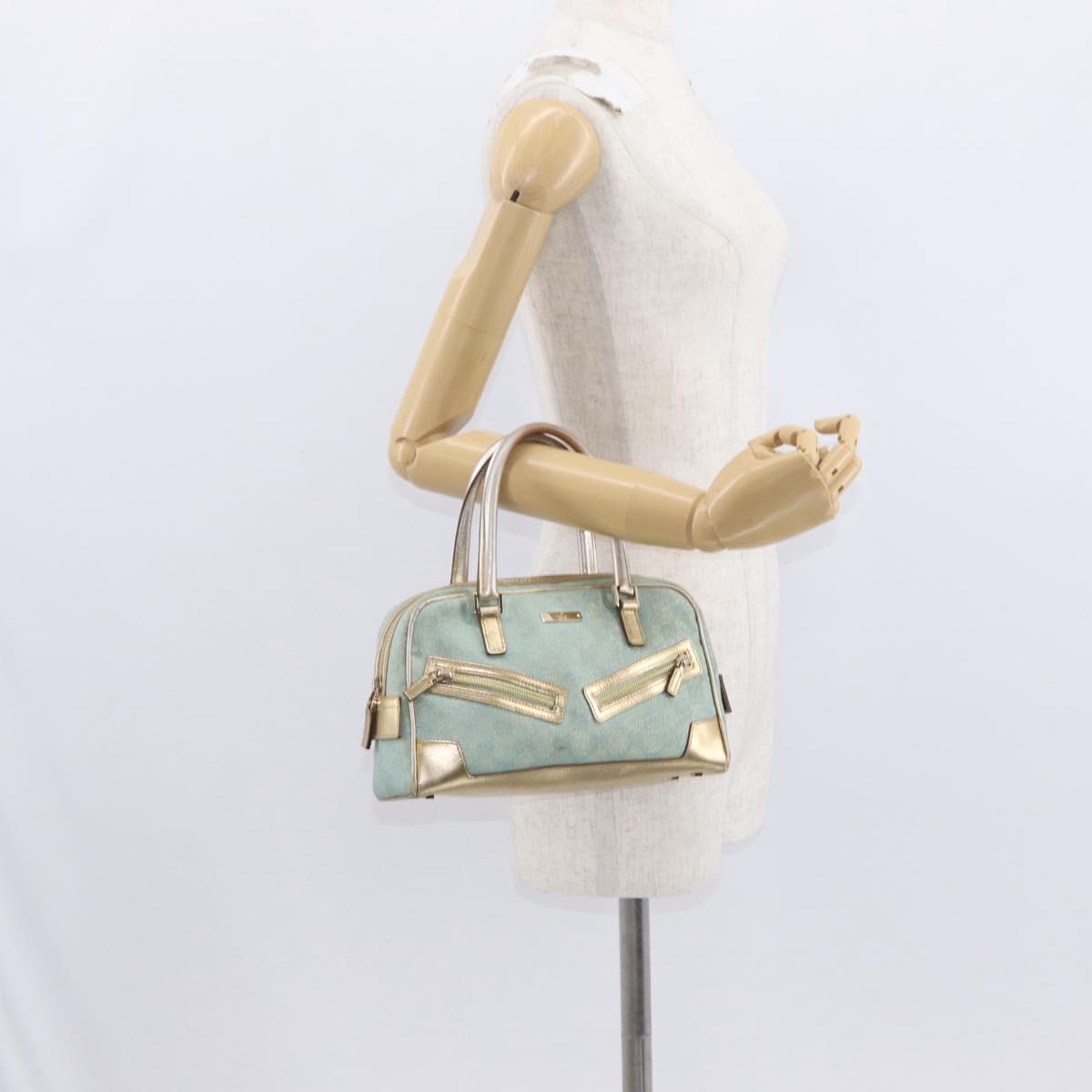 GUCCI GG Canvas Hand Bag Peppermint Gold 000 0852 Auth 161216A