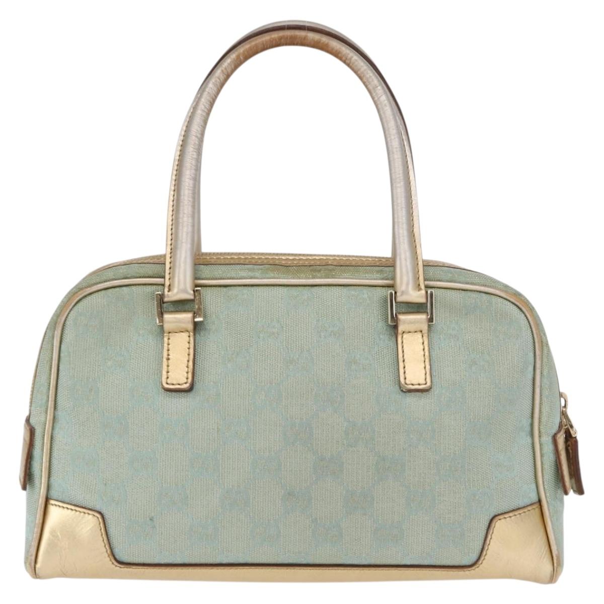 GUCCI GG Canvas Hand Bag Peppermint Gold 000 0852 Auth 161216A