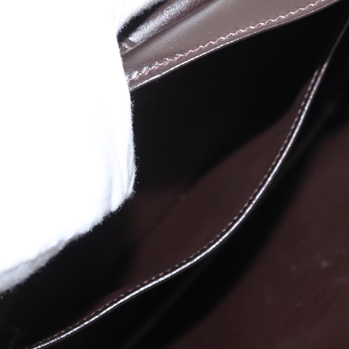 GUCCI Hand Bag Leather Dark Brown Gold Auth 161217