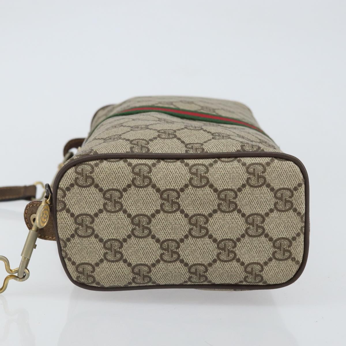 GUCCI Web Sherry Line Bag PVC Leather Beige Gold 41 004 4464 Auth 161221