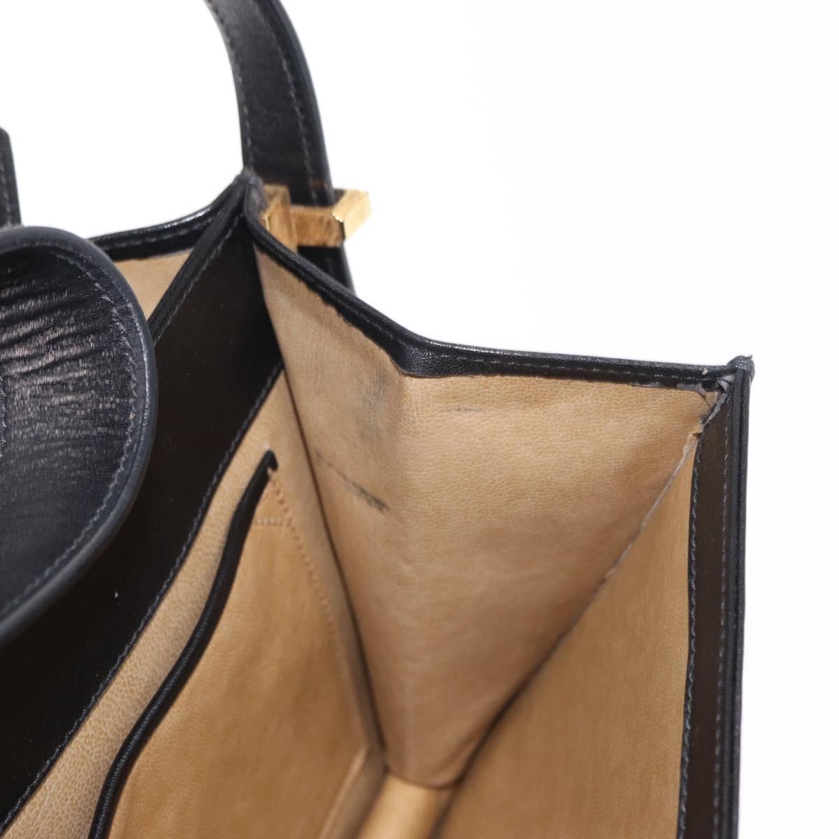 CELINE Horse Carriage Shoulder Bag Leather Black Gold Auth 161222