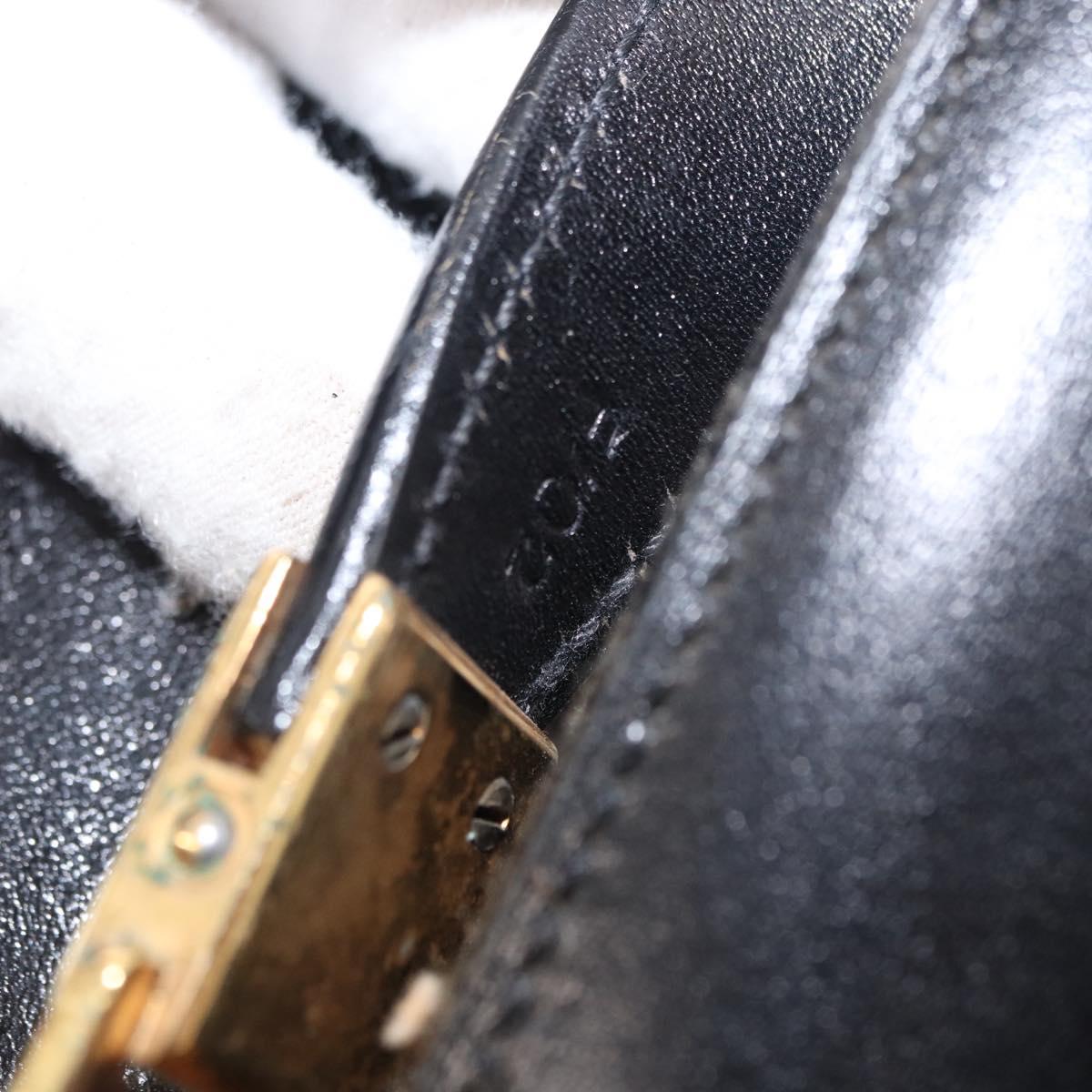 CELINE Horse Carriage Shoulder Bag Leather Black Gold Auth 161222