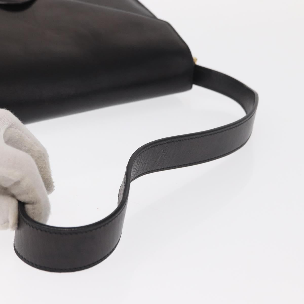 CELINE Horse Carriage Shoulder Bag Leather Black Gold Auth 161222