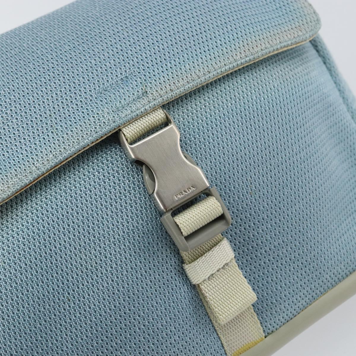 PRADA Shoulder Bag Nylon Light Blue Silver Auth 161224