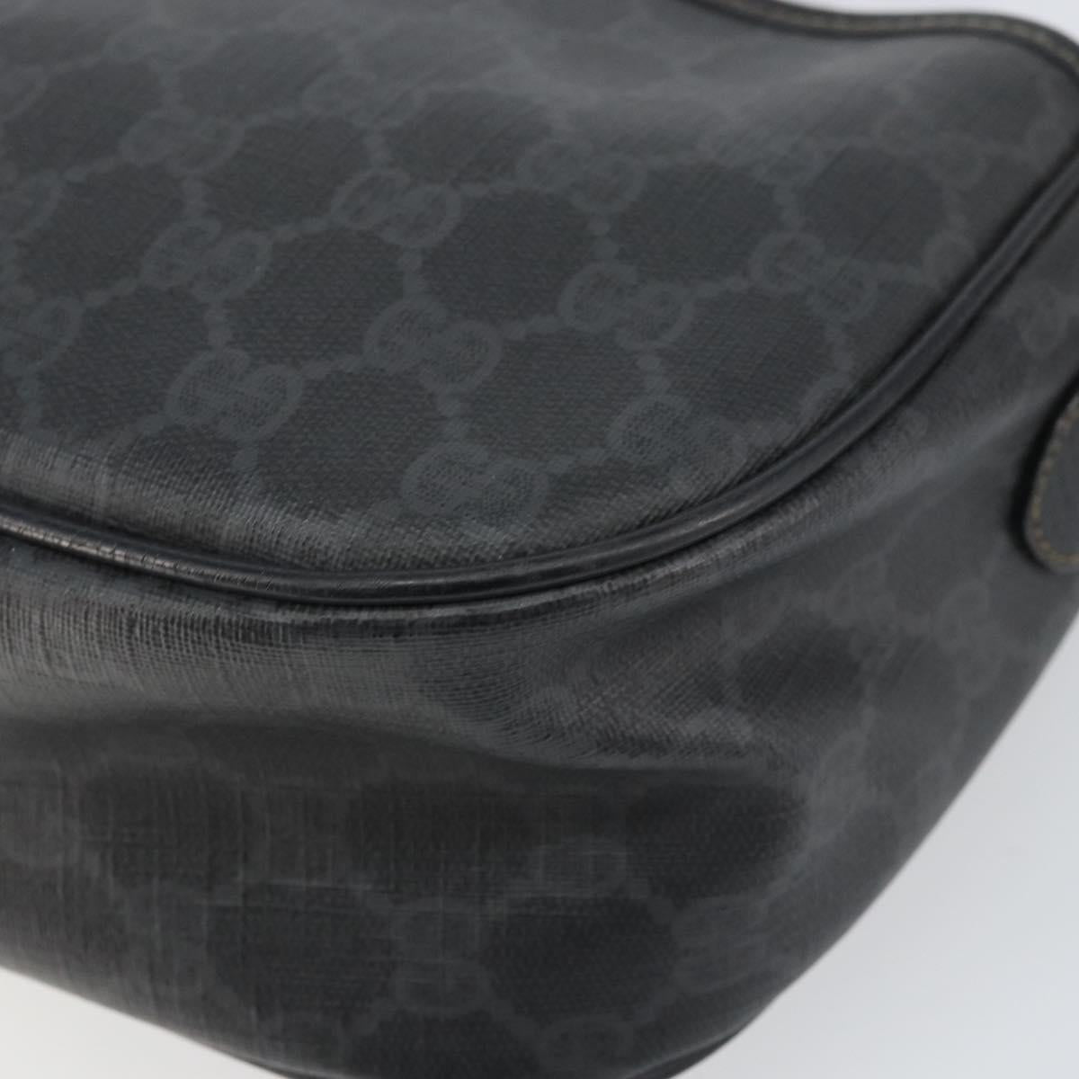 GUCCI GG Supreme Web Sherry Line Bag PVC Black Gold 89 02 077 Auth 161226