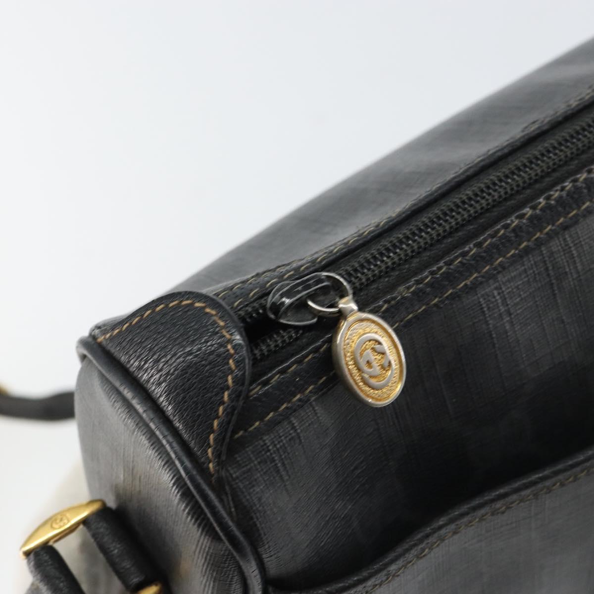 GUCCI GG Supreme Web Sherry Line Bag PVC Black Gold 89 02 077 Auth 161226