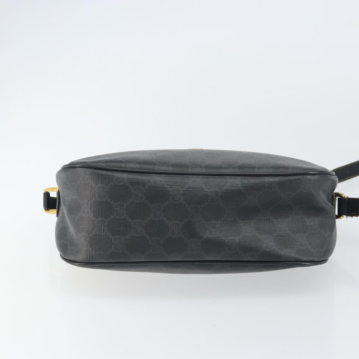 GUCCI GG Supreme Web Sherry Line Bag PVC Black Gold 89 02 077 Auth 161226