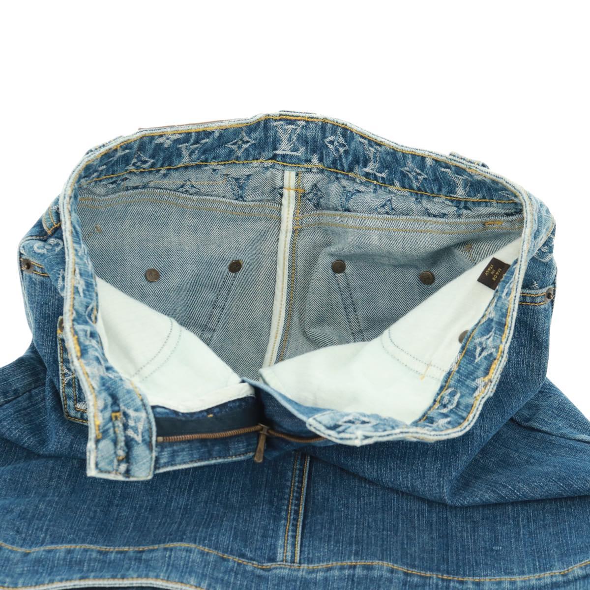 LOUIS VUITTON Monogram Denim Skirt Blue LV Auth 161260M