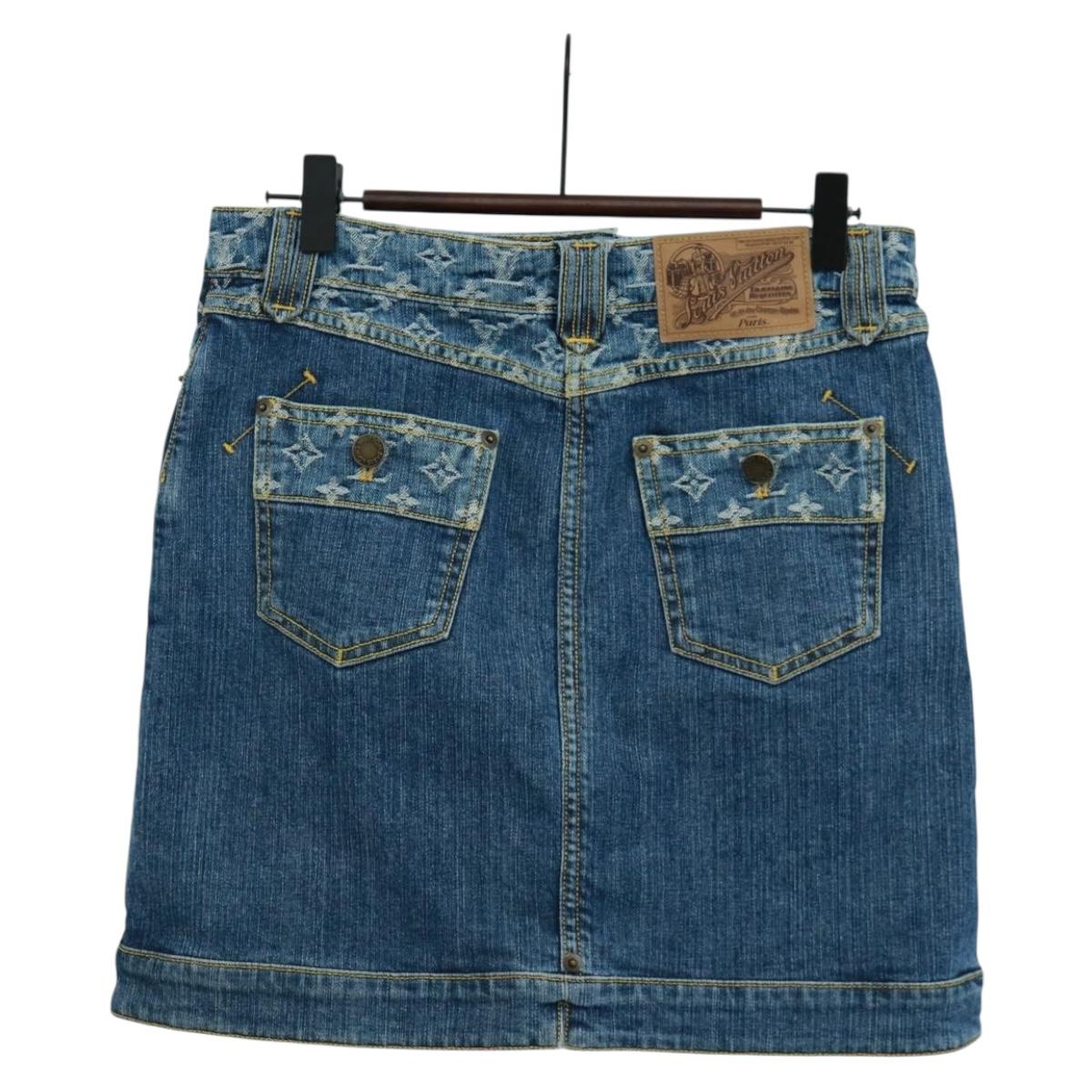 LOUIS VUITTON Monogram Denim Skirt Blue LV Auth 161260M