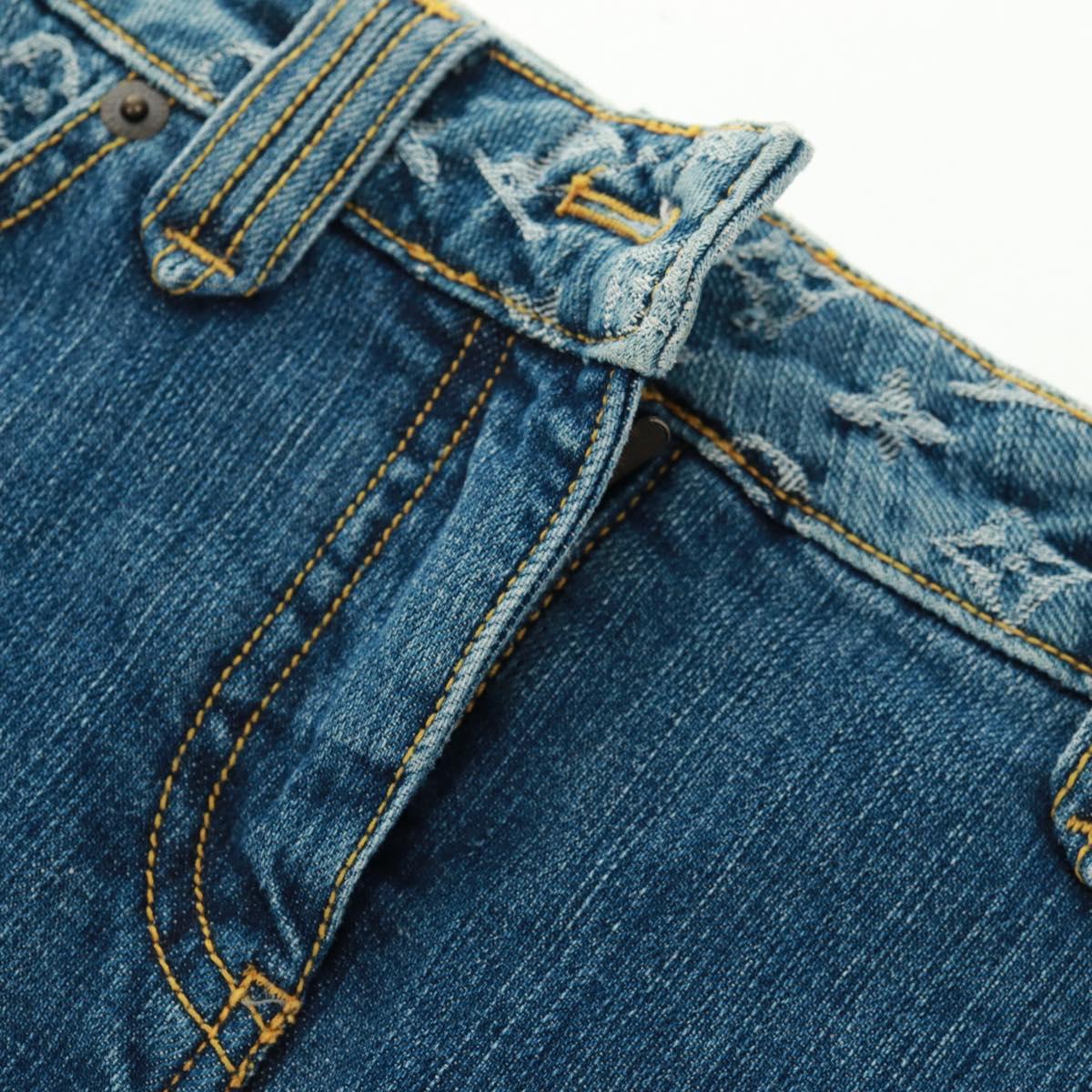 LOUIS VUITTON Monogram Denim Skirt Blue LV Auth 161260M