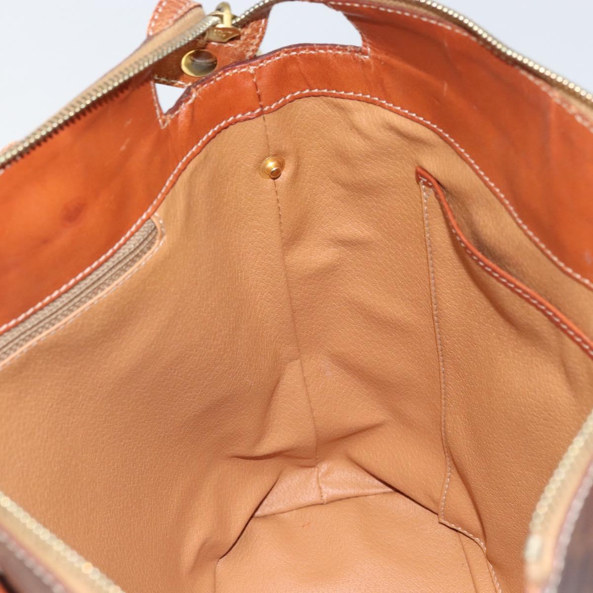 CELINE Macadam Canvas Hand Bag PVC Leather Brown Gold Auth 161274