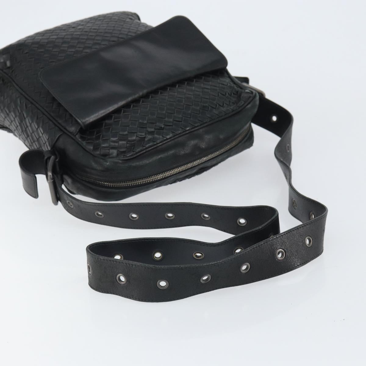 BOTTEGA VENETA INTRECCIATO Shoulder Bag Leather Black Auth 161278