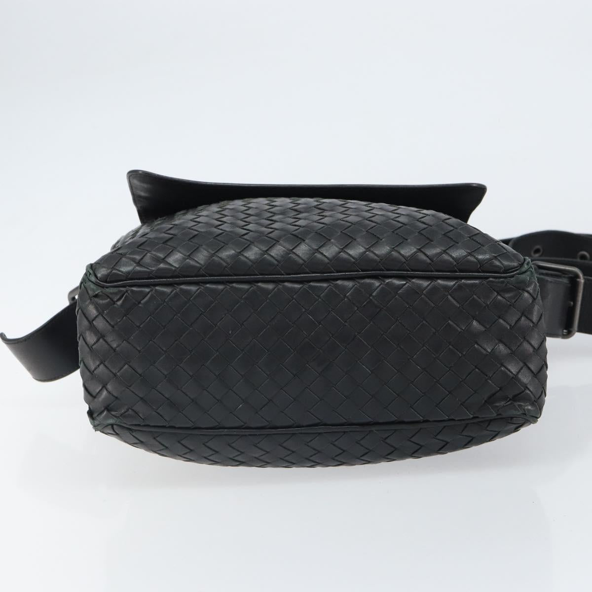 BOTTEGA VENETA INTRECCIATO Shoulder Bag Leather Black Auth 161278