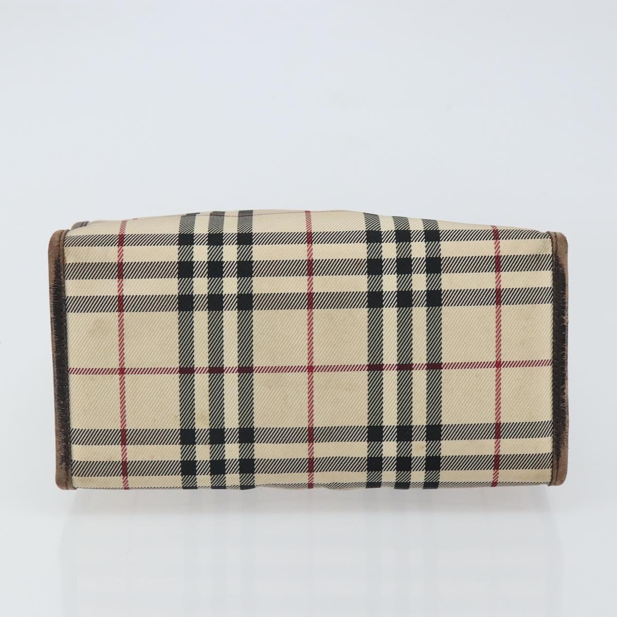 BURBERRY Nova Check Hand Bag Canvas Blue Silver Auth 161282