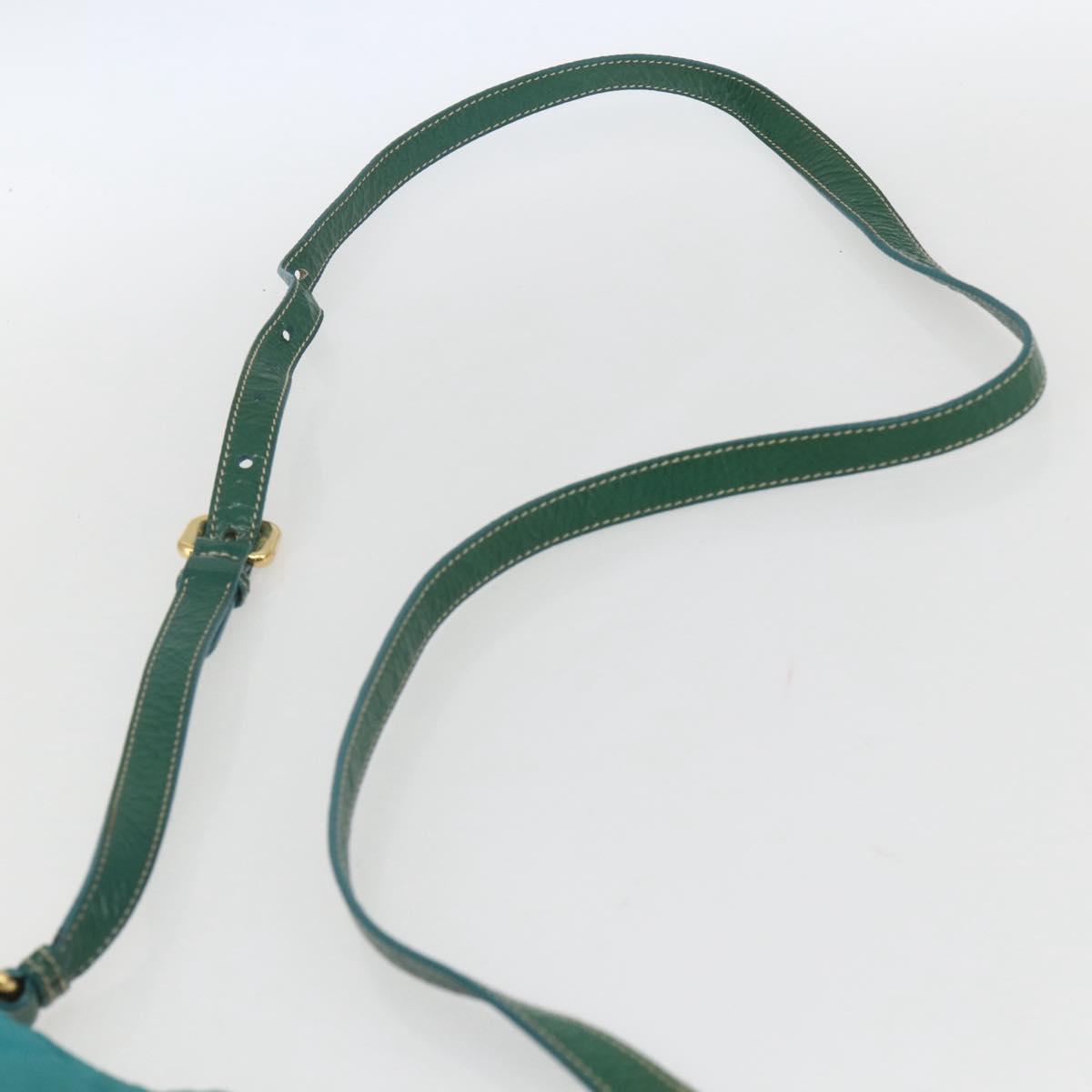 PRADA Shoulder Bag Nylon Turquoise Blue Gold Auth 161283