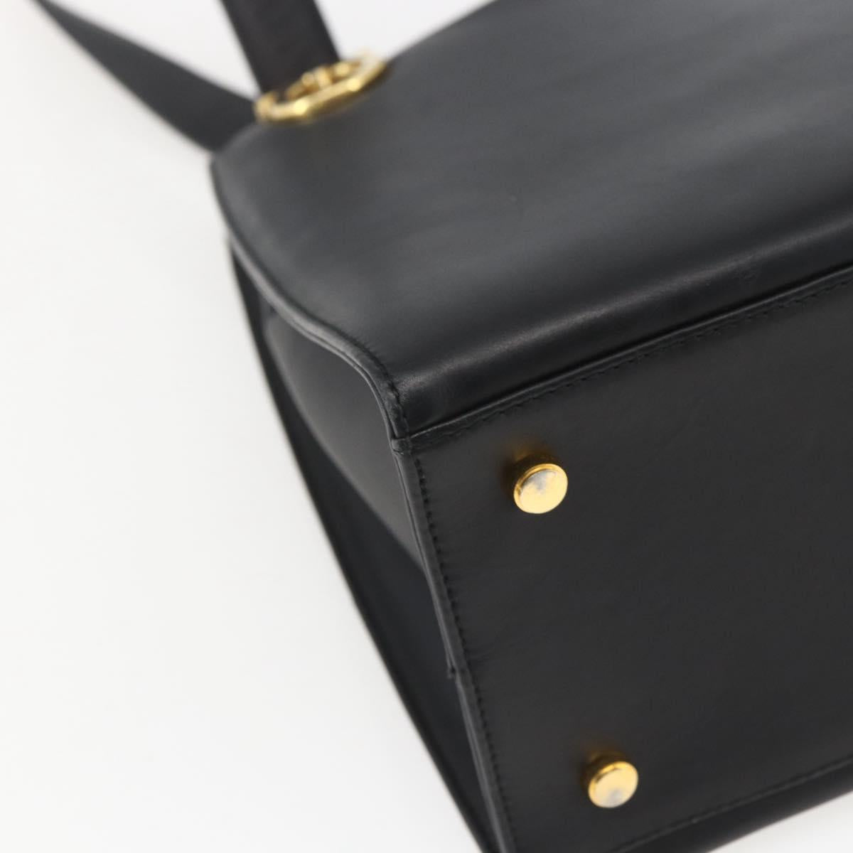 Salvatore Ferragamo Gancini Shoulder Bag Leather Black Gold Auth 161284