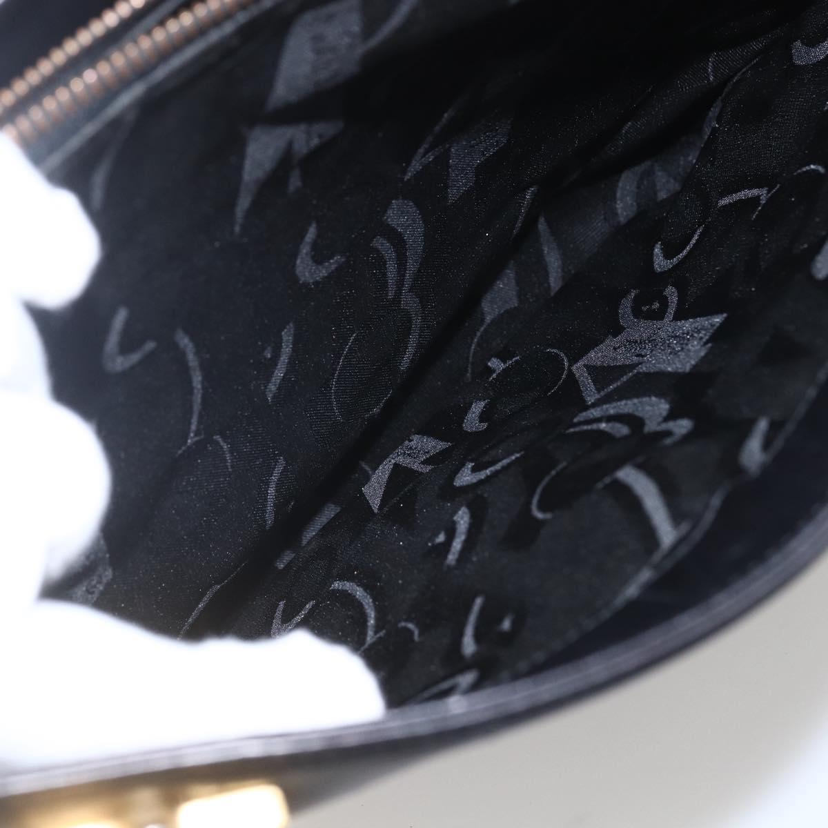 Salvatore Ferragamo Gancini Shoulder Bag Leather Black Gold Auth 161284