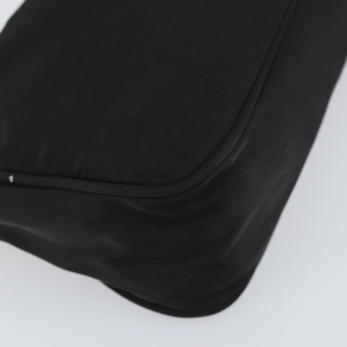PRADA Hand Pouch Nylon Black Silver Auth 161300
