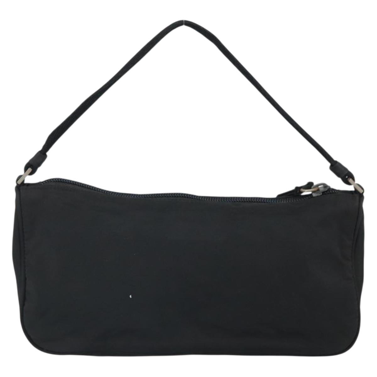 PRADA Hand Pouch Nylon Black Silver Auth 161300