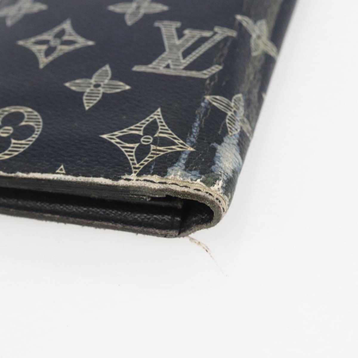LOUIS VUITTON Monogram Savanna Portefeuille Braza Wallet Navy M66025 Auth 161319
