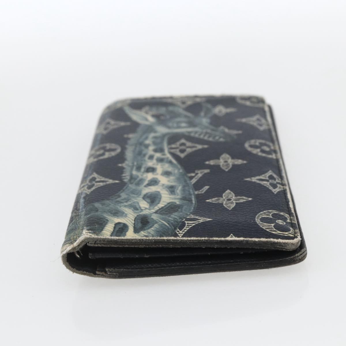 LOUIS VUITTON Monogram Savanna Portefeuille Braza Wallet Navy M66025 Auth 161319