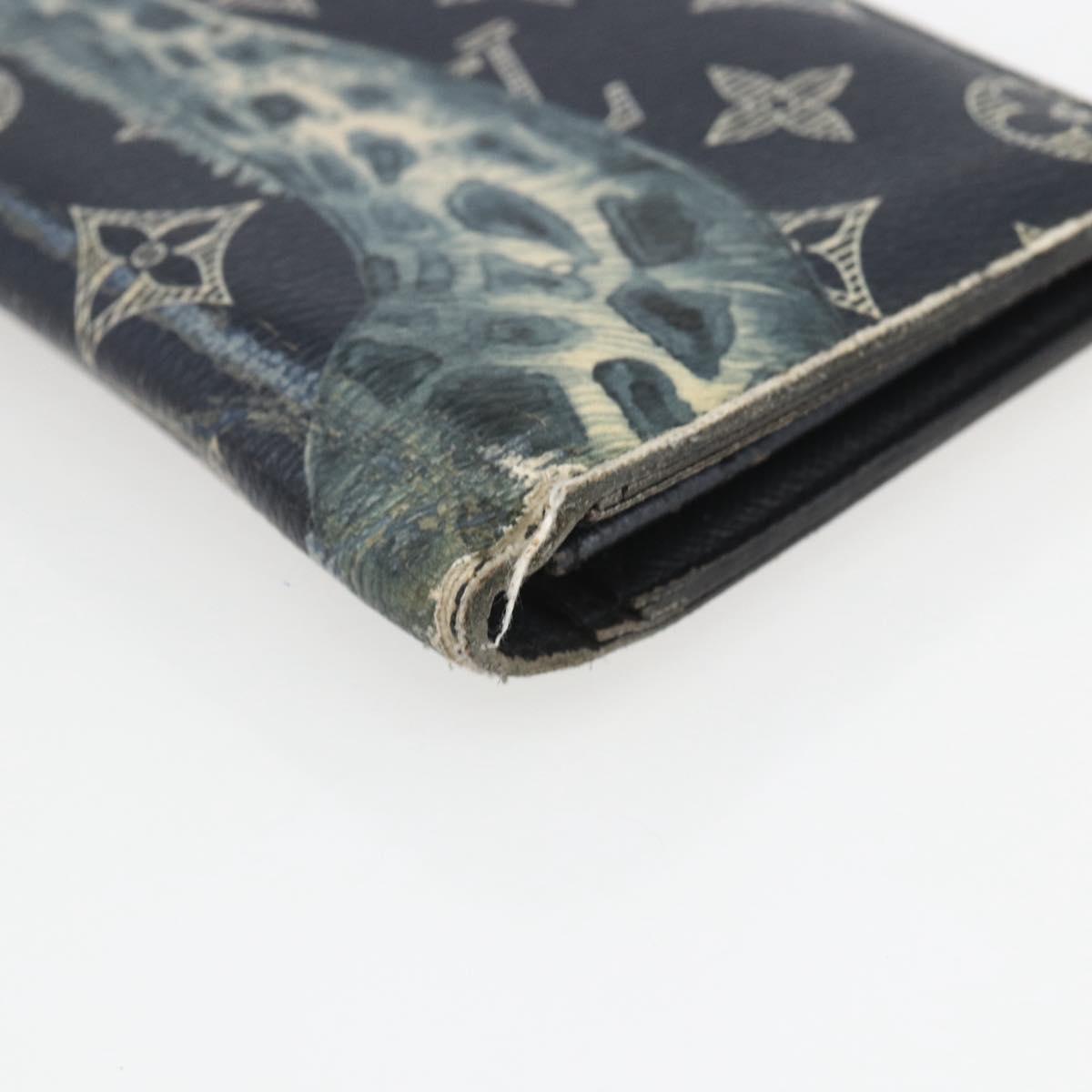 LOUIS VUITTON Monogram Savanna Portefeuille Braza Wallet Navy M66025 Auth 161319