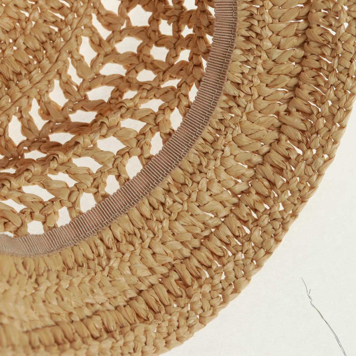 PRADA Bucket Hat Raffia S Beige Auth 161326M