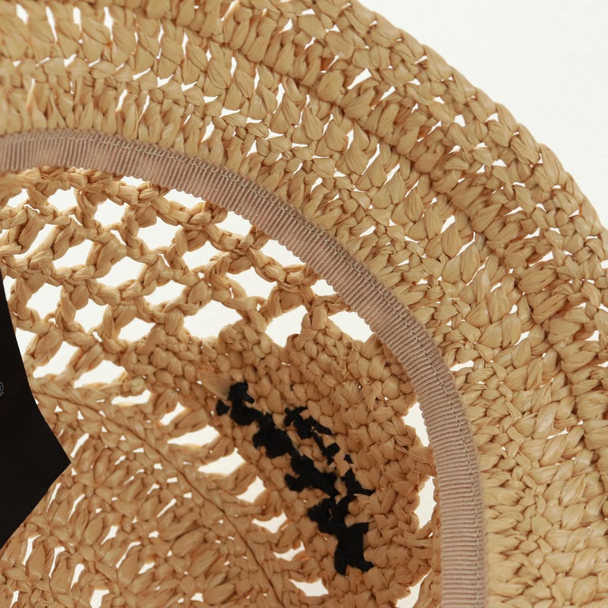 PRADA Bucket Hat Raffia S Beige Auth 161326M