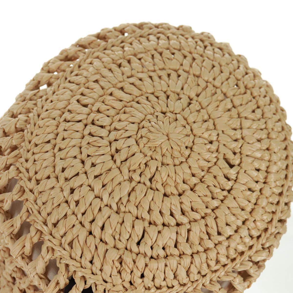 PRADA Bucket Hat Raffia S Beige Auth 161326M
