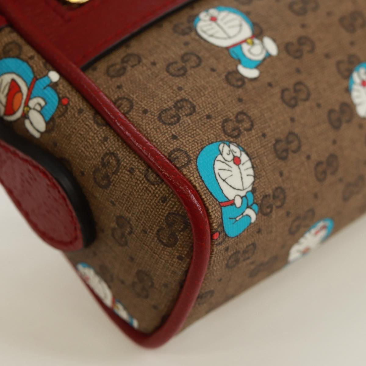 GUCCI Micro GG Supreme Doraemon Shoulder Bag PVC Beige Gold 647784 Auth 161334SM