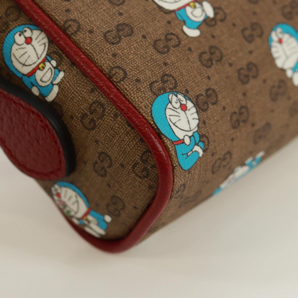 GUCCI Micro GG Supreme Doraemon Shoulder Bag PVC Beige Gold 647784 Auth 161334SM