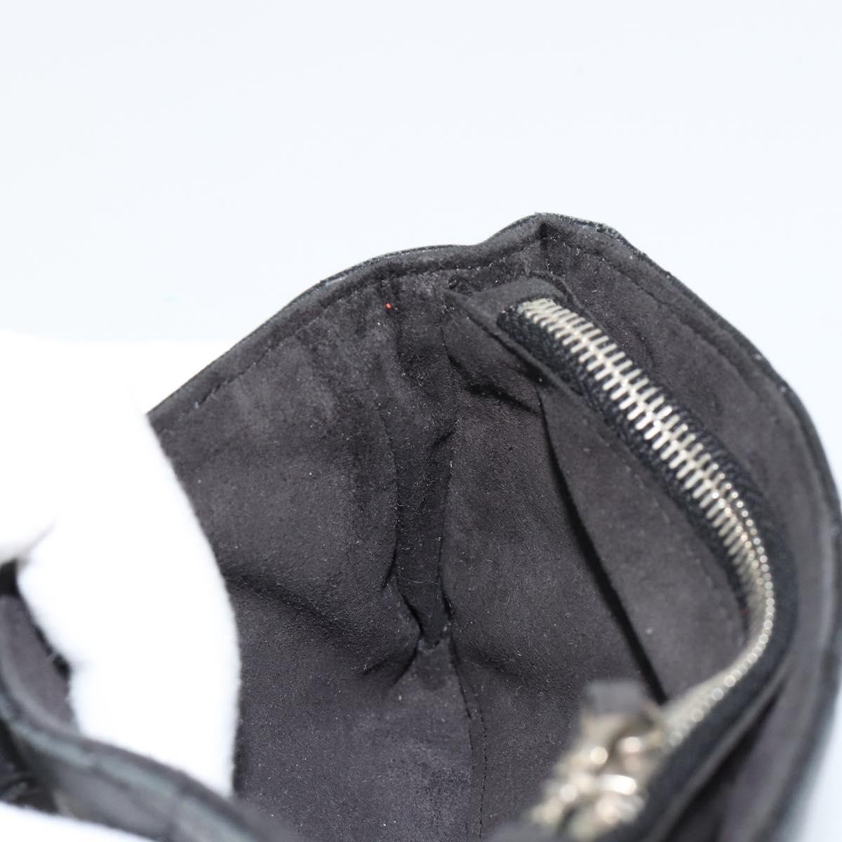 CHANEL Matelasse Coin Purse Lamb Skin Black Silver CC Auth 161338A