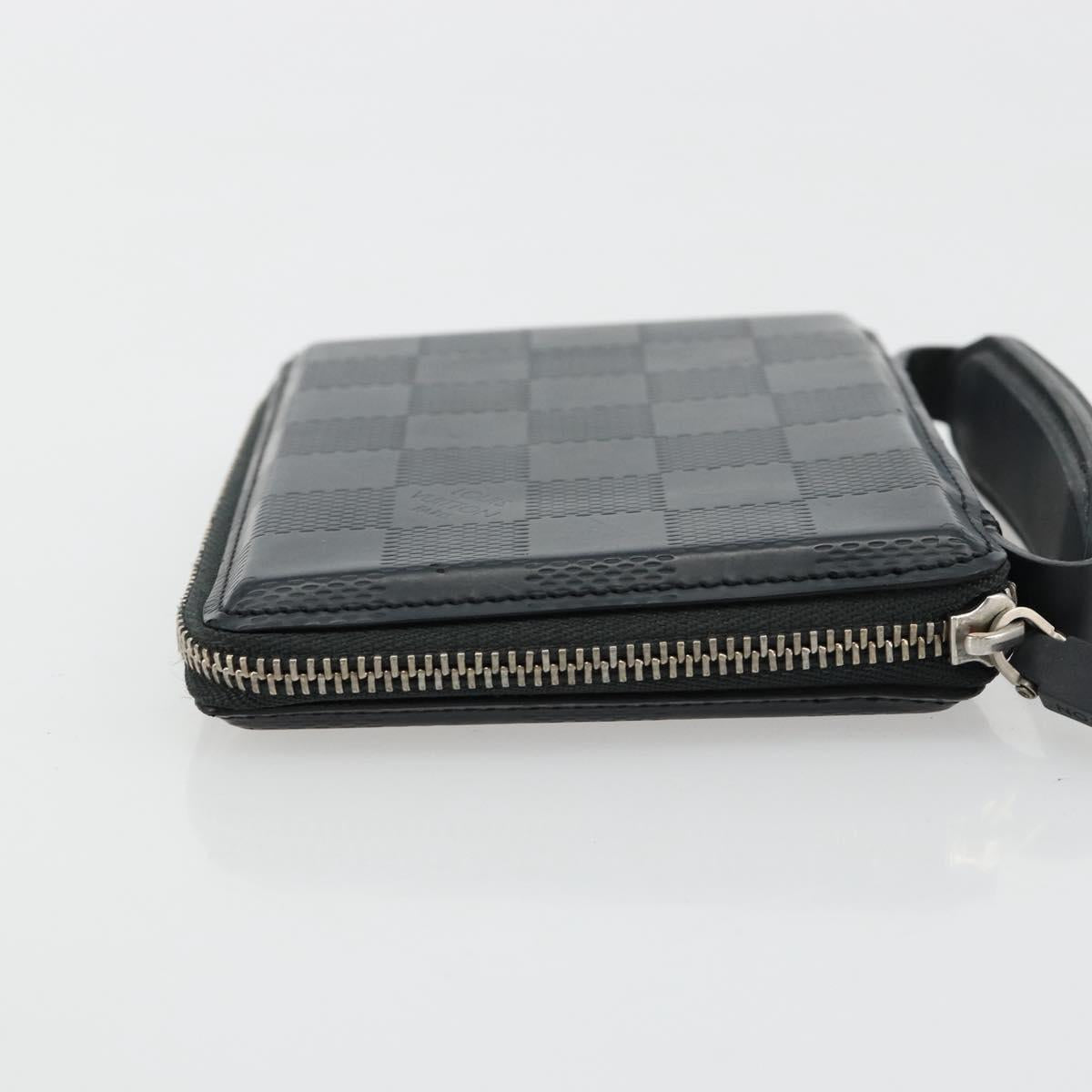 LOUIS VUITTON Damie Grasset Petit Monet Wallet Black M92170 LV Auth 161340