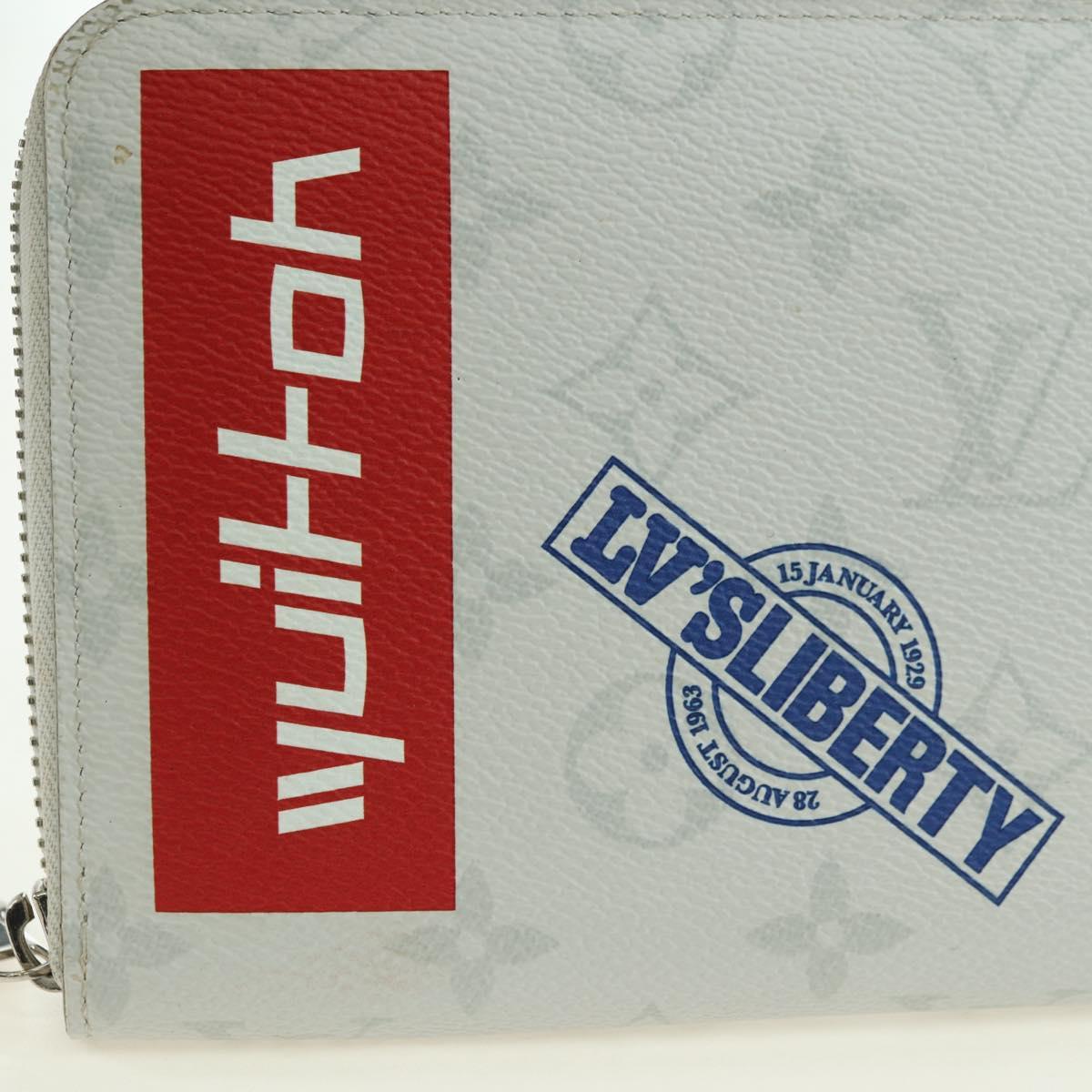 LOUIS VUITTON Monogram White Zippy Organizer Wallet Black M67824 LV Auth 161342M