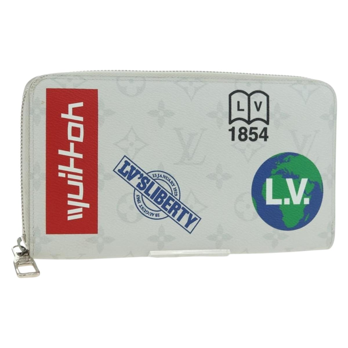 LOUIS VUITTON Monogram White Zippy Organizer Wallet Black M67824 LV Auth 161342M