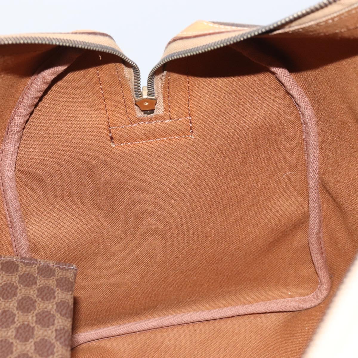 CELINE Macadam Canvas Boston Bag PVC Leather Brown Gold Auth 161350