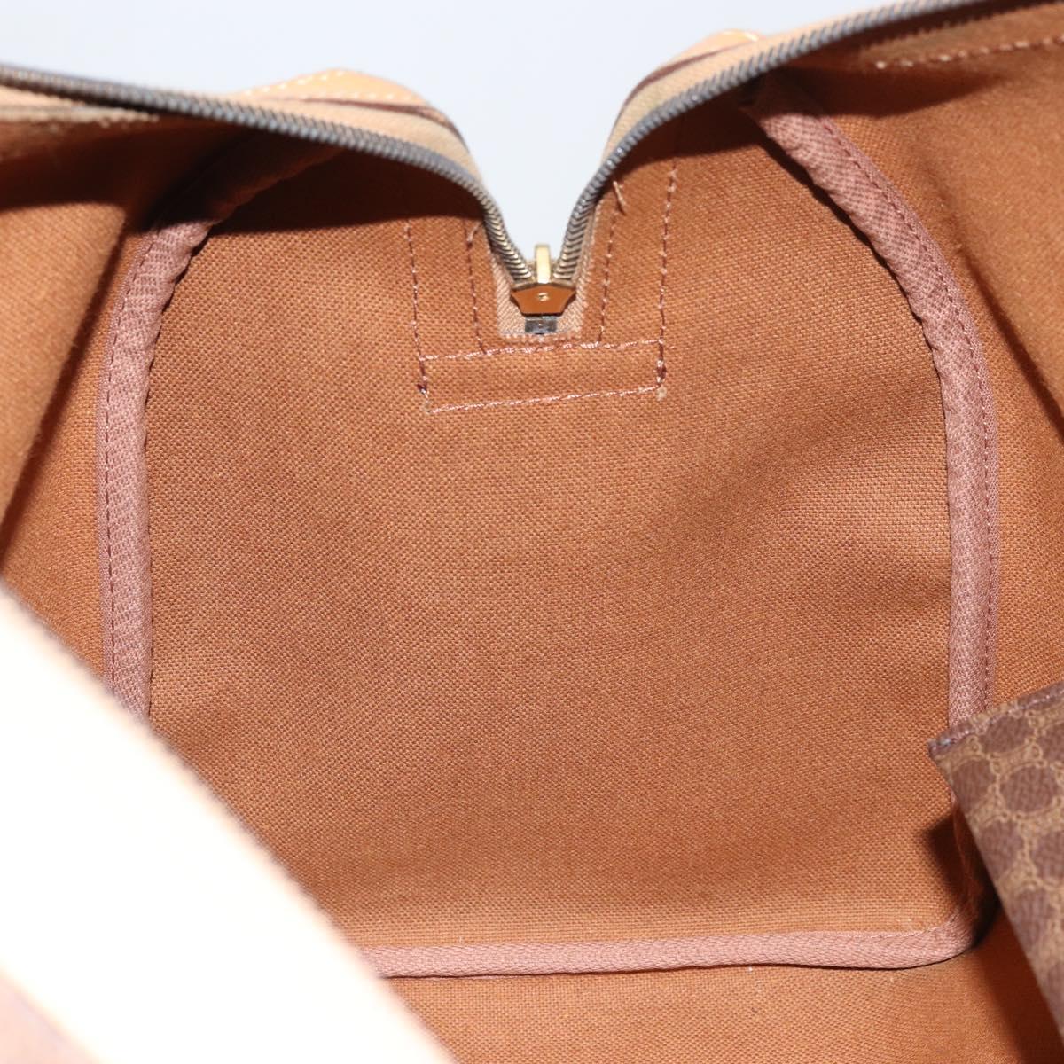 CELINE Macadam Canvas Boston Bag PVC Leather Brown Gold Auth 161350