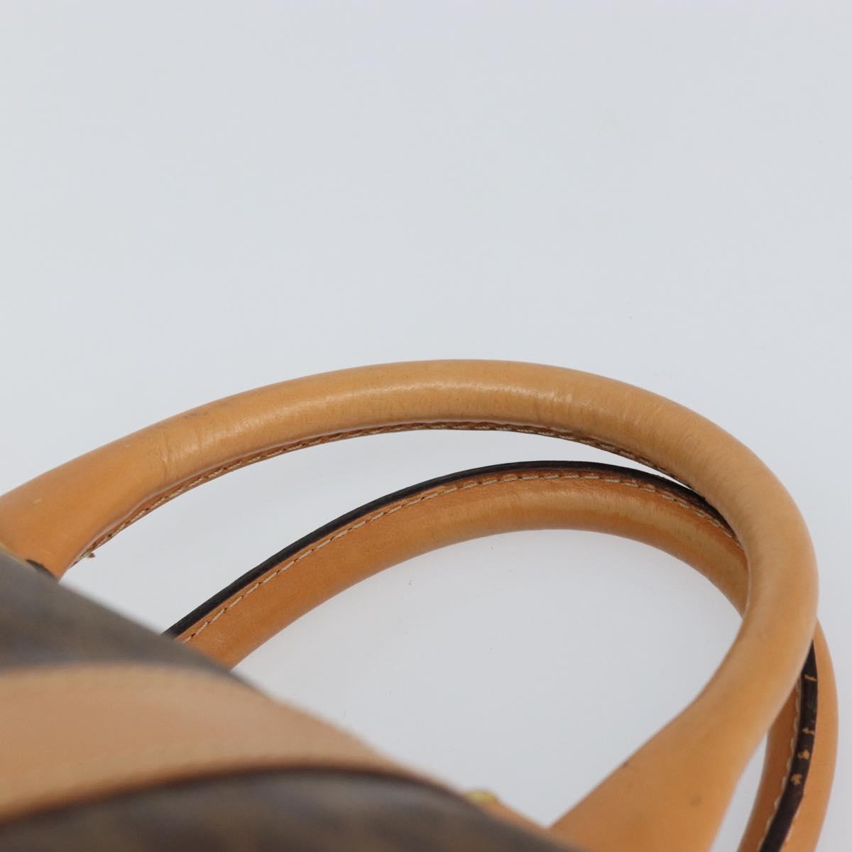 CELINE Macadam Canvas Boston Bag PVC Leather Brown Gold Auth 161350
