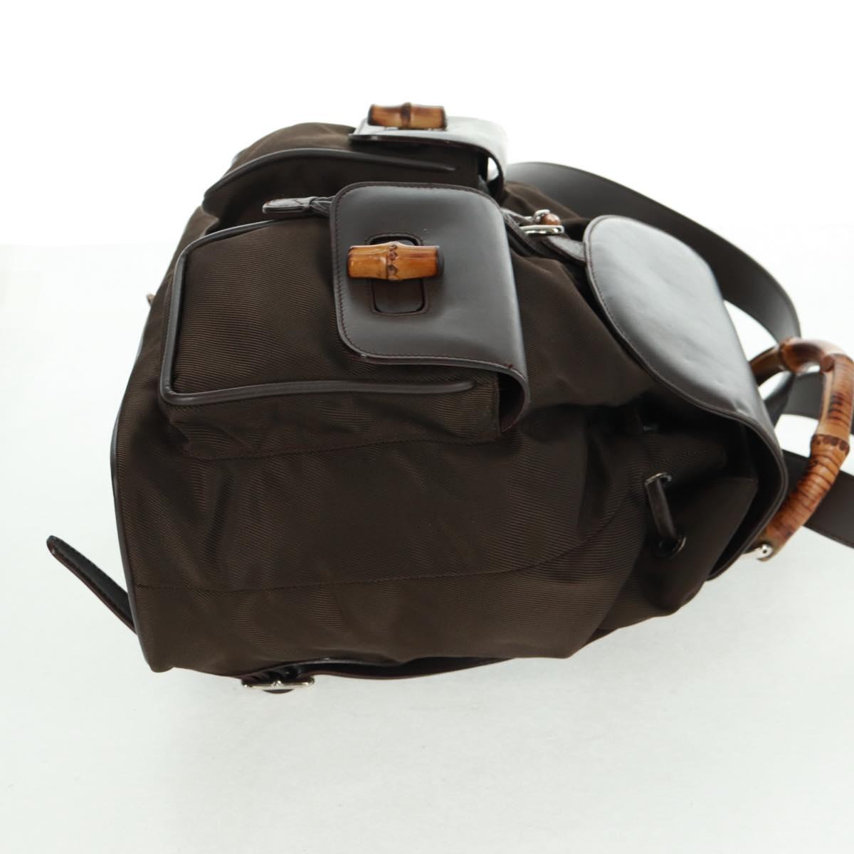 GUCCI Bamboo Backpack Nylon Brown Silver 003 2058 0016 5 Auth 161352
