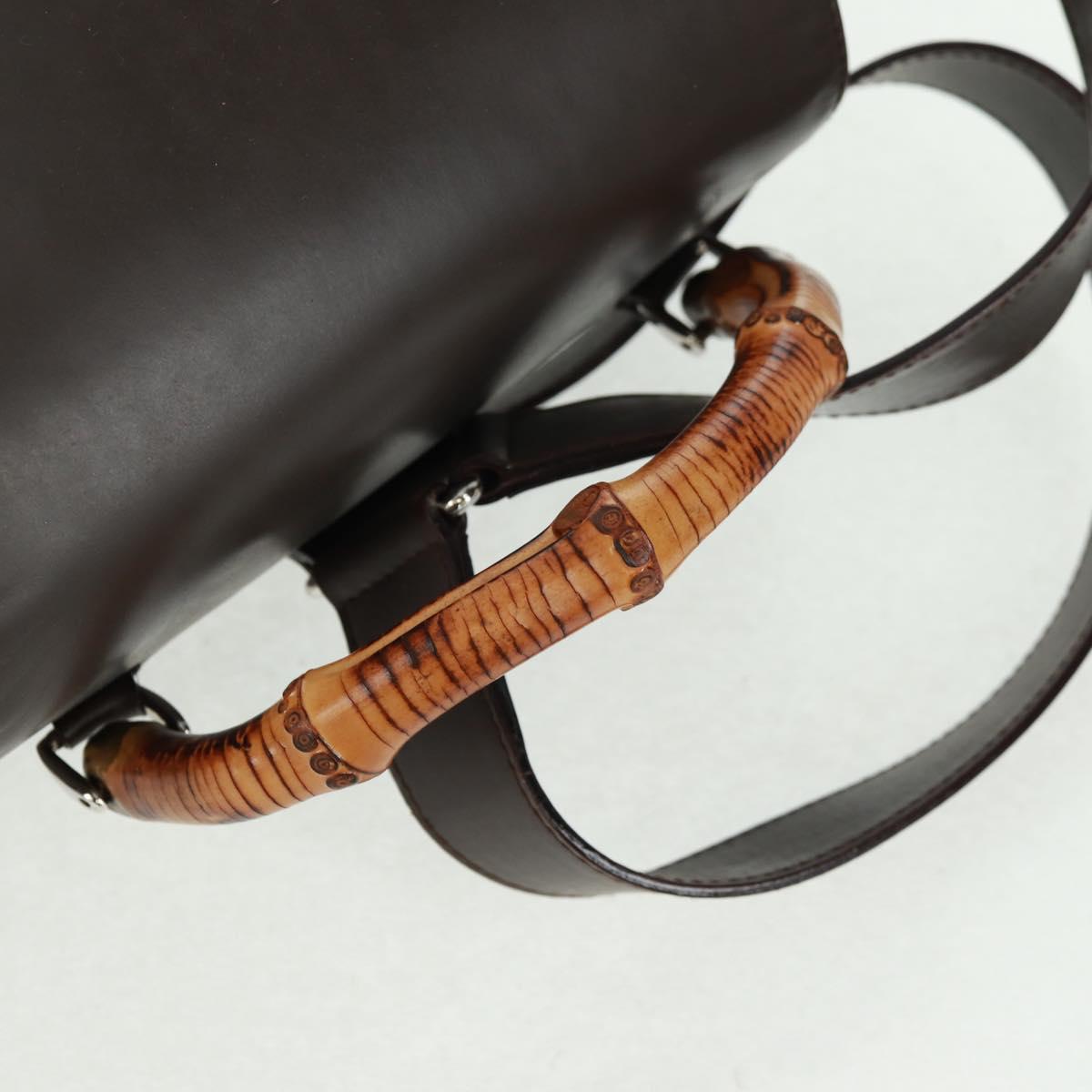 GUCCI Bamboo Backpack Nylon Brown Silver 003 2058 0016 5 Auth 161352