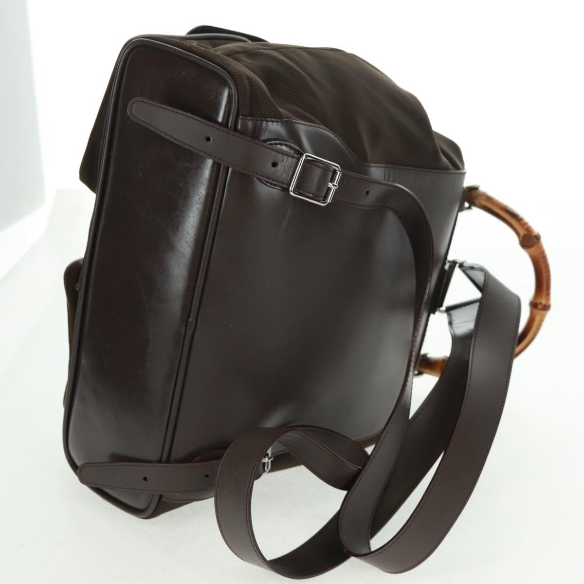 GUCCI Bamboo Backpack Nylon Brown Silver 003 2058 0016 5 Auth 161352