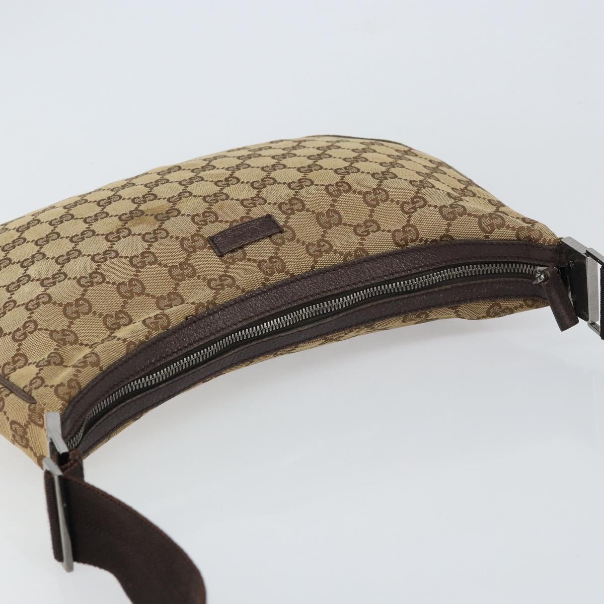 GUCCI GG Canvas Shoulder Bag Beige Silver 122790 Auth 161355
